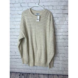 Hampton Bay Trading Company Mens Cable Knit Sweater Sz XL Made USA Cotton NWT